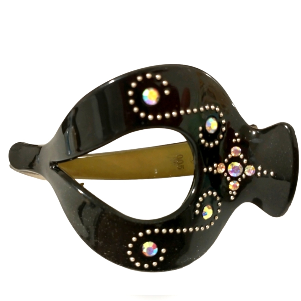 Black hair clip with crystal